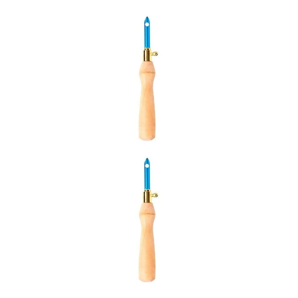 Injueey de bordar de tambor colorida portátil de metal con mango de madera, azul azul 2piezas
