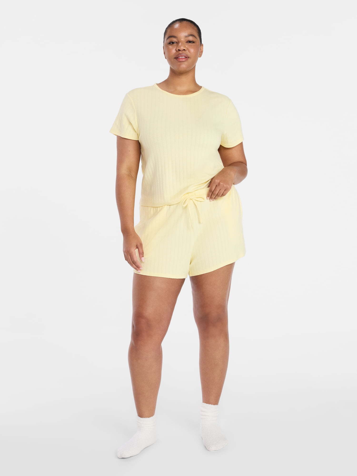 Joyspun Women’s Pointelle Knit Sleepwear Short, Sizes XS-3X