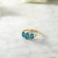 thumbnail image 5 of Gem Stone King 2.22 Cttw London Blue Topaz and Diamond Accent 3-Stone Engagement Ring for Women | 10K Yellow Gold | Three Stone Wedding Anniversary Promise Ring for Women, 5 of 5