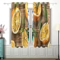 thumbnail image 2 of Lemon Slices Leaves Curtains Black Out 63 Inch Length Curtains for Sliding Glass Doors Bedroom Living Room 2 Panels Set, 2 of 5