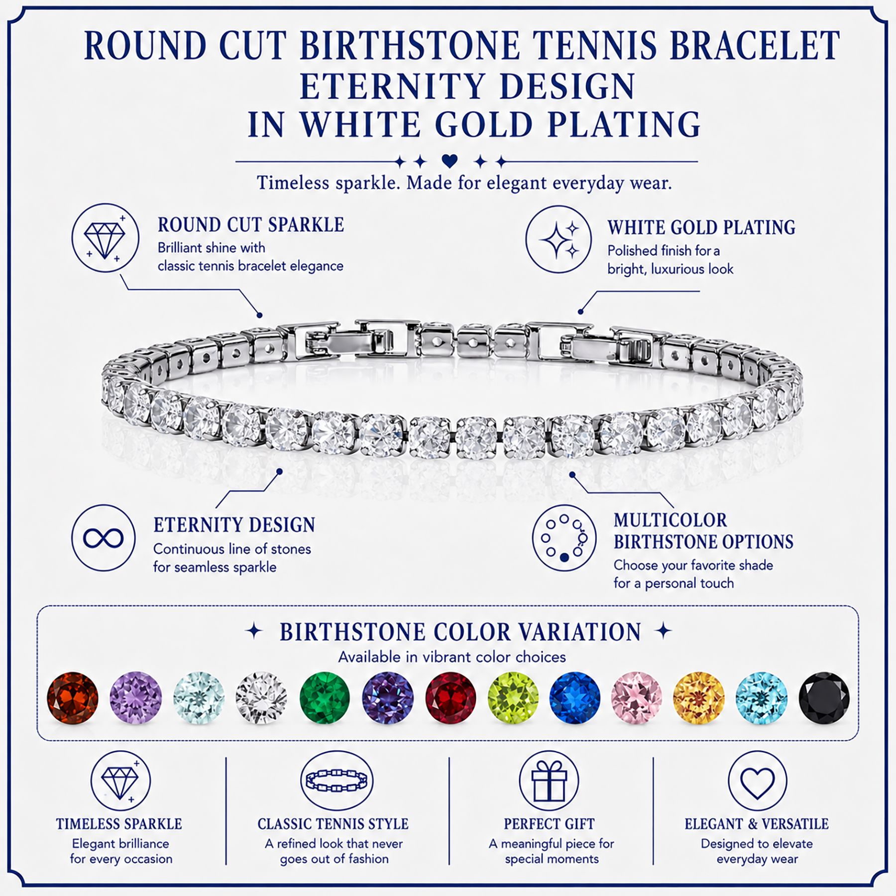 JeenMata 5.5 Carat Cubic Zirconia Tennis Bracelet for Women photo 3