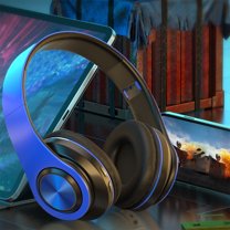 sruoe Over-Ear Wireless Bluetooth Headphones, Blue Bluetooth 5.1 Over-Ear Headset with Noise Cancelling Mic, 3D Stereo Subwoofer for Mobile, PC, Computer, Sports, Listening