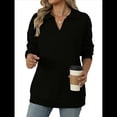thumbnail image 3 of de Larga con Cuello en V para Mujer, Sudaderas Ligeras, Ropa de Moda de Otoño 2025. Negro XL, 3 of 10