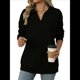 thumbnail image 3 of de Larga con Cuello en V para Mujer, Sudaderas Ligeras, Ropa de Moda de Otoño 2025. Negro L, 3 of 10