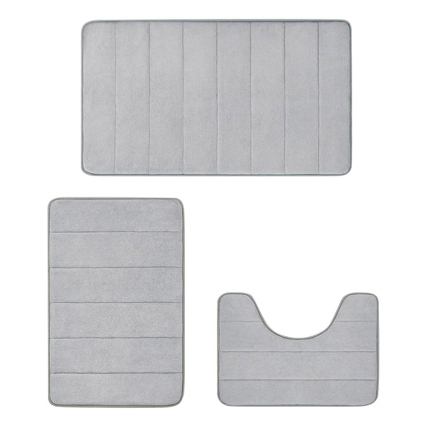 Price Drop Memory Foam Bathroom Rug Set 3 Piece, Non Slip Extra Soft Absorbent Bath Mats, Machine Washable & Dry Toilet Mat Sets For Bathroom Floor