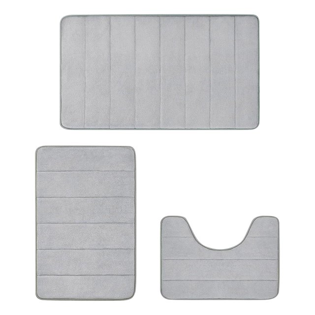 Juego de alfombras de baño de espuma viscoelástica de 3 piezas, alfombrillas de baño absorbentes extra suaves antideslizantes, juegos de alfombrillas de baño lavables y secas a máquina para suelo