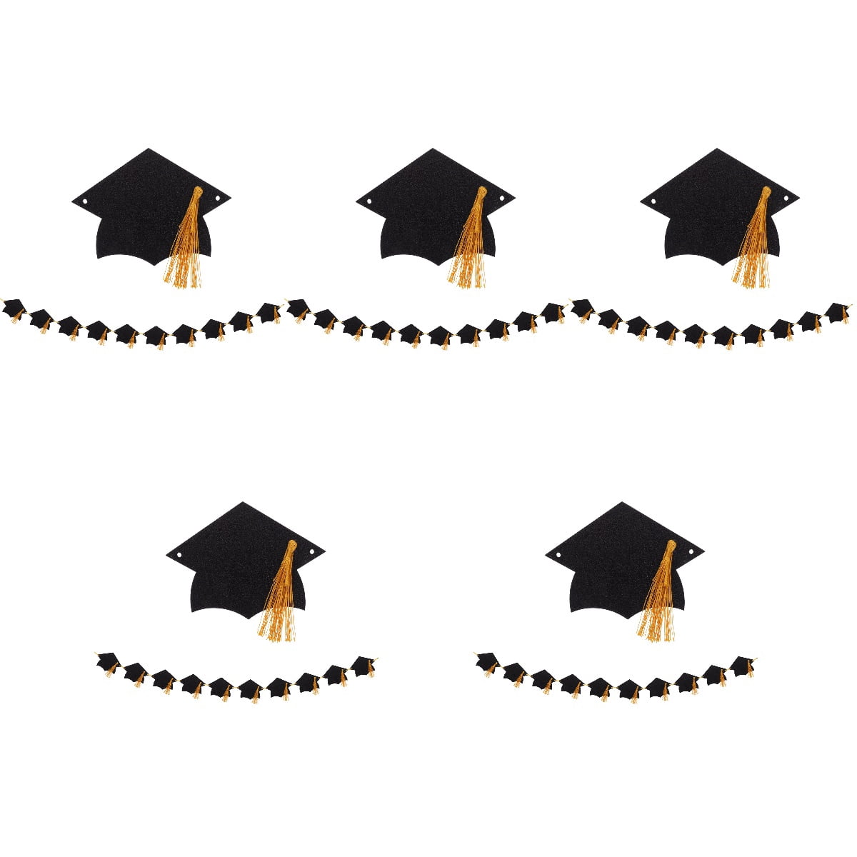Worgeous 5-Piece Graduation Cap Garland Banner, Graduation Party Decoration Hanging Banner for Celebration