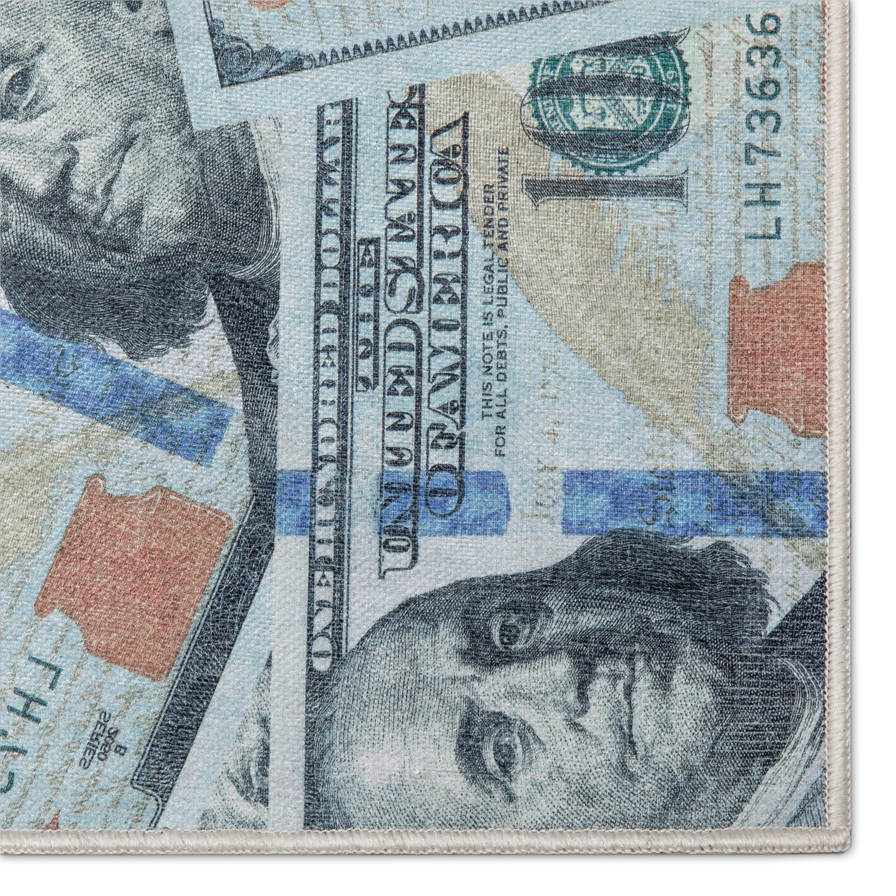 Well Woven Money Dollar Front Novelty Novelty Green Blue 9'10" x 13' Area Rug