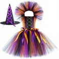 thumbnail image 3 of Disfraz de bruja de Halloween para niñas, vestido elegante con tutú, disfraz de bruja malvada, atuendo para niños pequeños, vestido de fiesta de carnaval de Purim, 3 of 5