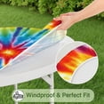 thumbnail image 5 of Colorful Rainbow Tie Dye Spiral Pattern Round Fitted Tablecloth with Elastic Edge,Dining Table Cover Waterproof,Outdoor Round Tablecloth for Camping,Dining,Indoor and Outdoor, 5 of 7