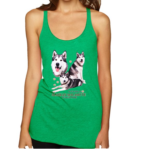 Wild Bobby, If It's Not an Alaskan Malamute It's Just a Dog Gift, Women Tri-Blend Racerback Tank Top, Envy, Small