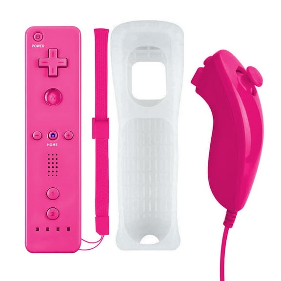 Remote Controller for Wii, Wii Remote and Nunchuck Controllers with Silicon Case and Strap for Wii and Wii U