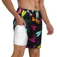 thumbnail image 3 of Balery Colorful Dragonflies Mens Swim Trunks Swim Shorts for Men Quick Dry Inseam Beach Shorts with Compression Liner Pocket-Medium, 3 of 9