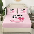 thumbnail image 3 of Erosebridal Monogrammed Letter Full Sheet Sets,Cattle Print Bedding Full Size,Lightweight Bed Sheets Set Full Size,Pink Bow Tie Decoration,4pcs, 3 of 7