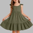 thumbnail image 2 of Vestido de Fiesta de Niña Bebé Color Sólido Plisado Casual con Botón Camisola Y Vestido de Princesa de Manga Larga Niñas de Moda Princesa Vestir, 2 of 6