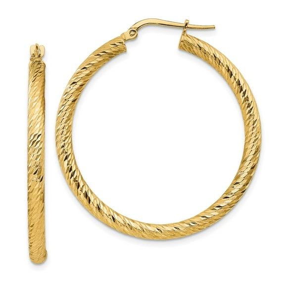Primal Gold 14 Karat Yellow Gold Diamond-cut Round Hoop Earrings