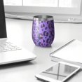 thumbnail image 3 of Leopard Print 12oz Stainless Steel Insulated Wine Tumbler with Lid and Straw – Double Wall Vacuum Mug for Hot & Cold Drinks, 304 Steel Interior, Sweat-Free Design, 3 of 5