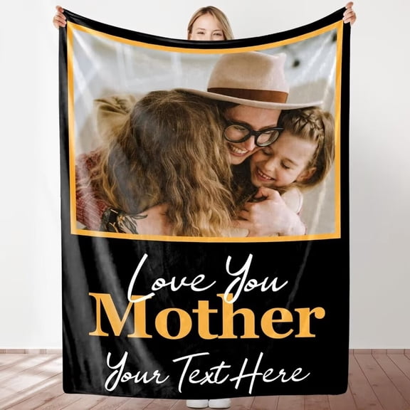 AISENIN Custom Blanket with Photo Text Collage Personalized 1 Photo Throw Blanket Using Your Own Pictures Gifts for Mom Dad Family Sisters Friends Kids Wife