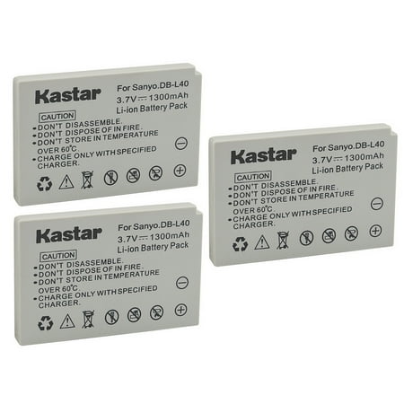 Kastar Battery 3-Pack Replacement for Sanyo DB-L40 DB-L40AU Battery Sanyo Xacti DMX-HD800 Xacti VPC-HD1 Xacti VPC-HD1A Xacti VPC-HD2 Xacti VPC-HD2A Xacti VPC-HD700 Xacti VPC-HD800 Camera