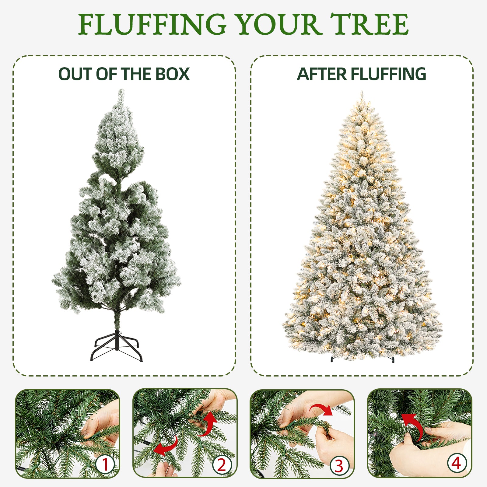 Vivatrees 7.5ft Pre-Lit Flocked Artificial Christmas Tree photo 8