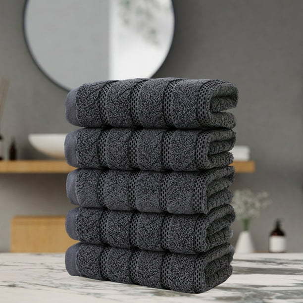 Toallas faciales de algodón (paquete de 5) | Toallitas absorbentes de secado rápido | Fibra natural suave y transpirable | Resistentes y ligeras (73 x 33 cm) | Ideales para el hogar, el baño, el