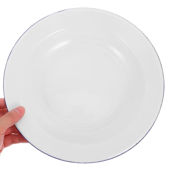 HEANUJJ Elegant White Enamel Plate for Home Use Fruit Snack and Salad Serving