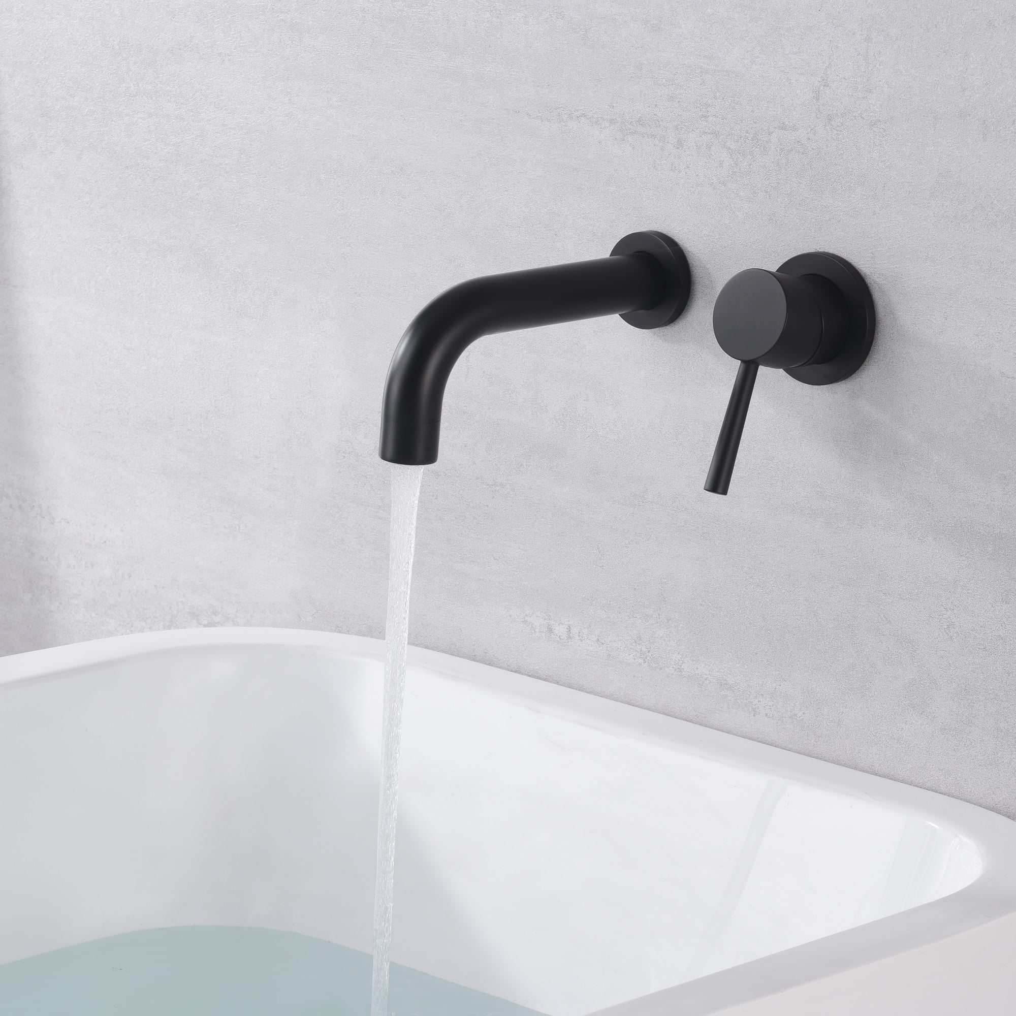 SUMERAIN Matte Black Tub Faucet Set Wall Mount Bathtub Faucet with Valve, Matte Black