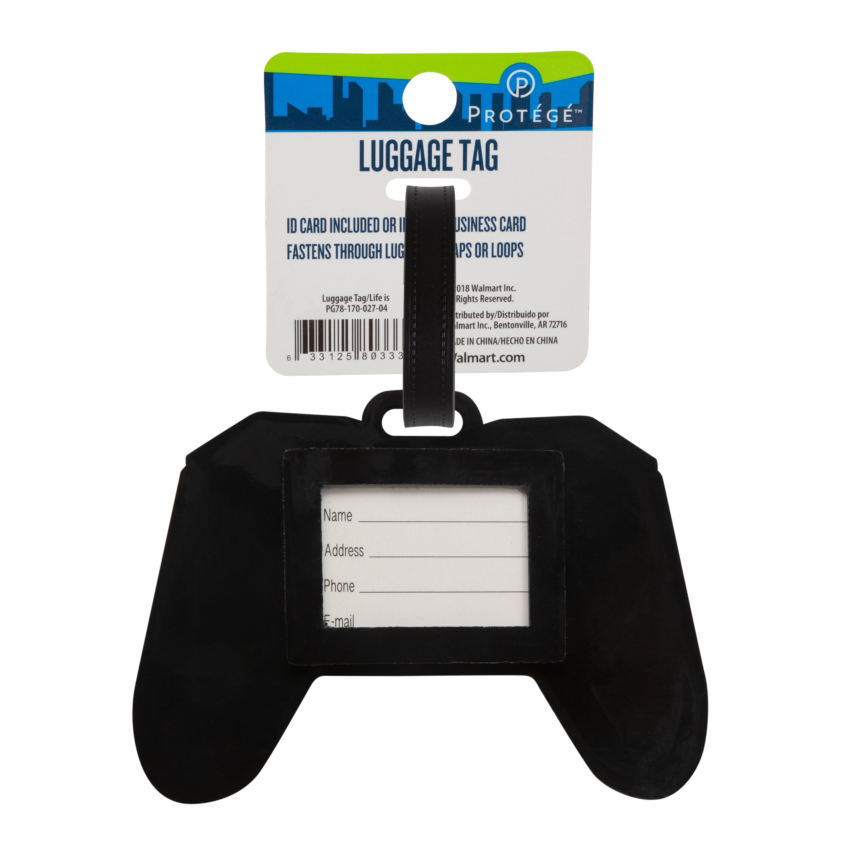 Protégé PVC Luggage Tag - Game Over Design, Black (4 x 2.5")