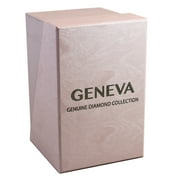 Geneva Ladies Rose Gold Tone 34mm Genuine Diamond Faceted Bezel Adjustable Mesh Watch