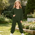 thumbnail image 6 of ITSAME Girls 2 Piece Long Sleeve Crewneck Sweatshirt and Jogger Sweatpants Set Kids Casual Athletic Outfit Size 8, 6 of 9