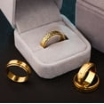 thumbnail image 2 of Womens 925 Silver Ring with Gold Circular Texture and Narrow Face Elegant Zircon Inlay Fashion Ring Womens Jewelry Statement Ring, 2 of 4