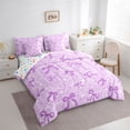 thumbnail image 2 of Erosebridal Girly Purple Bow Twin Bedding Sets 7-Piece, Glitter Princess Cartoon Bedding Comforter Set, 2 of 7
