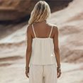 thumbnail image 6 of UDAUDU Women Tank Tops Sleeveless Lace Trim Linen Spaghetti Strap Cami Shirts V Neck Casual Summer Smocked Tops Beige L, 6 of 6