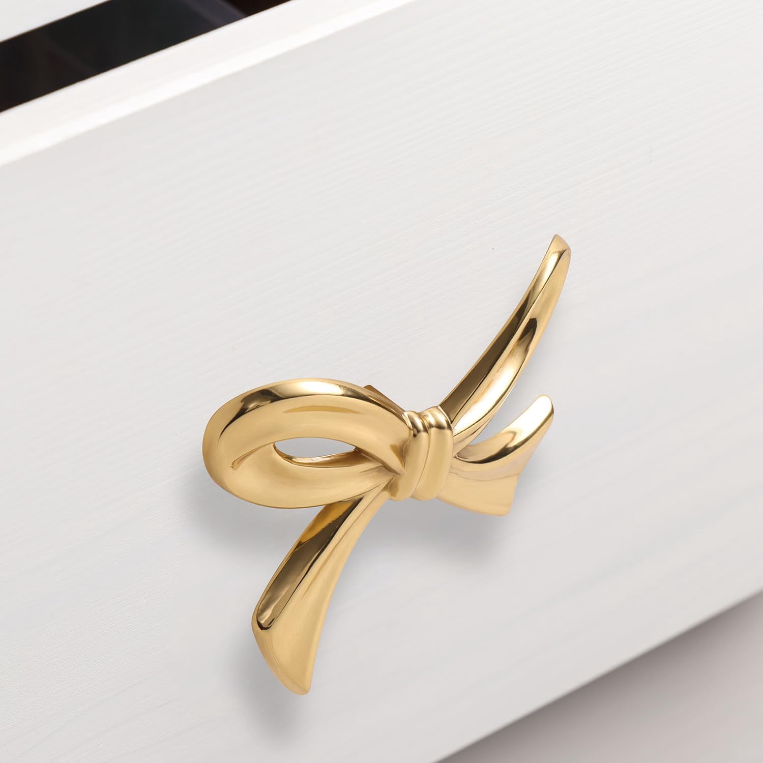 CATPAN‘s Brass Bow Shape Cabinet Knobs, Gold Drawer Pulls, Decorative Bow Knobs, 6 Pack