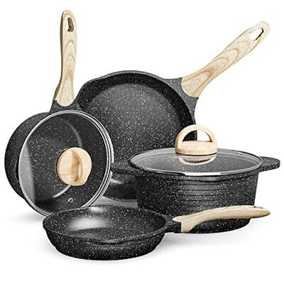 

HUPIMA Pot and Pan Set Nonstick Granite Cookware Set Induction Compatible