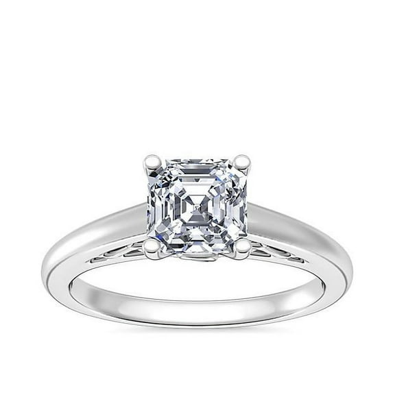 1.00 Carat Stunning Solitaire Clarity-VS1 Asscher Natural Diamond Engagement Ring for Ladies Solid 14K White Gold Size 7