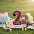 thumbnail image 7 of Birthday Cake Candle Glitter Red Black Themed 2 Number Candle for Halloween Birthday Party Cake Decorations, 7 of 7
