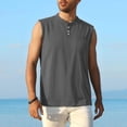 thumbnail image 2 of APEXFWDT Men's Linen Tank Top Crew Neck Summer Beach Tops,XXXL,Gray, 2 of 4