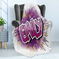 thumbnail image 4 of Emily Soft Flannel Fleece Throw Blanket, Hugely Popular Name in English with Pop Cartoon Elements Personal, Cozy Plush for Indoor and Outdoor Use, 70" x 90", Pale Yellow Fuchsia, by Ambesonne, 4 of 5