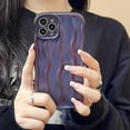 thumbnail image 2 of for iPhone 13 Pro Max Case 6.7 Inch Cute Water Ripple Pattern Phone Case Curly Wave Phone Case Wavy Edge Soft Silicone Case for Girls Boys Shockproof Bumper Protective Case, Laser Purple, 2 of 12