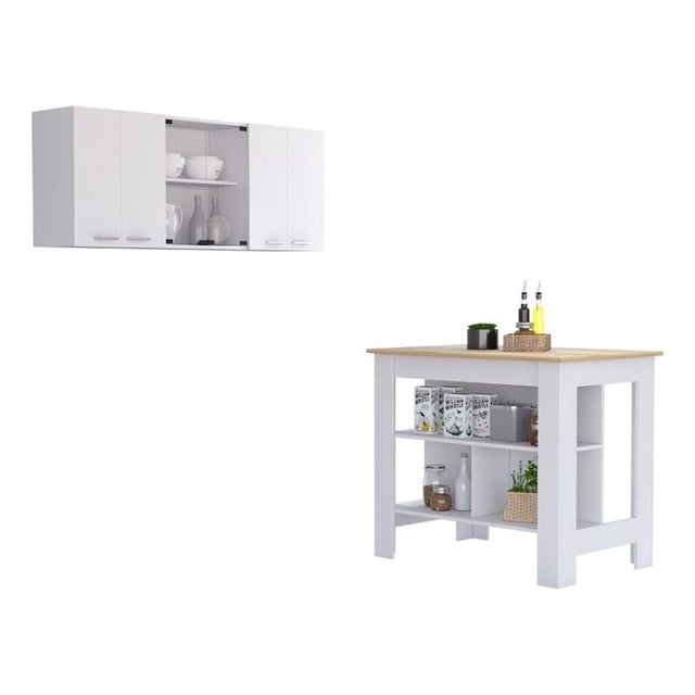 FM FURNITURE Ensemble de Cuisine Moderne 2 Pcs en Bois Manufacturé Blanc/chêne