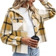 thumbnail image 3 of Flannel Jacket for Women Trendy Fleece Lined Button Down Plaid Shacket Long Sleeve Hooded Jackets Fall Winter Pocket Coat, 3 of 5