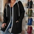 thumbnail image 7 of Womens Sweatshirt Jacket with Pockets Plus Size Colorblock Zip Up Hoodie Coat Casual Loose Fall Fashion Outerwear (XL, Blue), 7 of 7