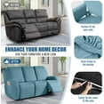 thumbnail image 5 of Recliner Sofa Slipcover, 3 Pieces Polyester Fabric Stretch Sofa Covers for 3 Seat Reclining Couch, Soft Washable Furniture Protector with Pockets (3 Seat, Aqua Blue), 5 of 13
