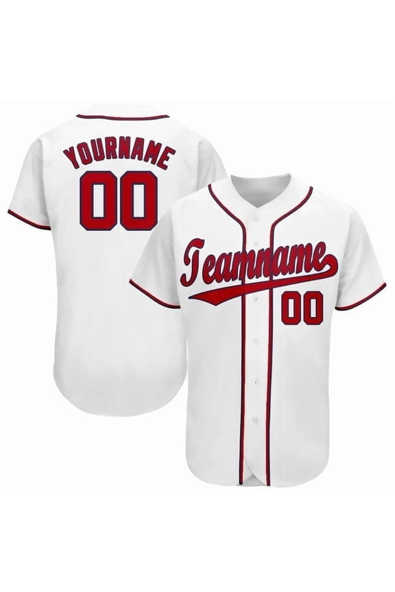 Custom White Red Baseball Jersey Men and Women Section Shirt 3D Printed Shirt Casual Team