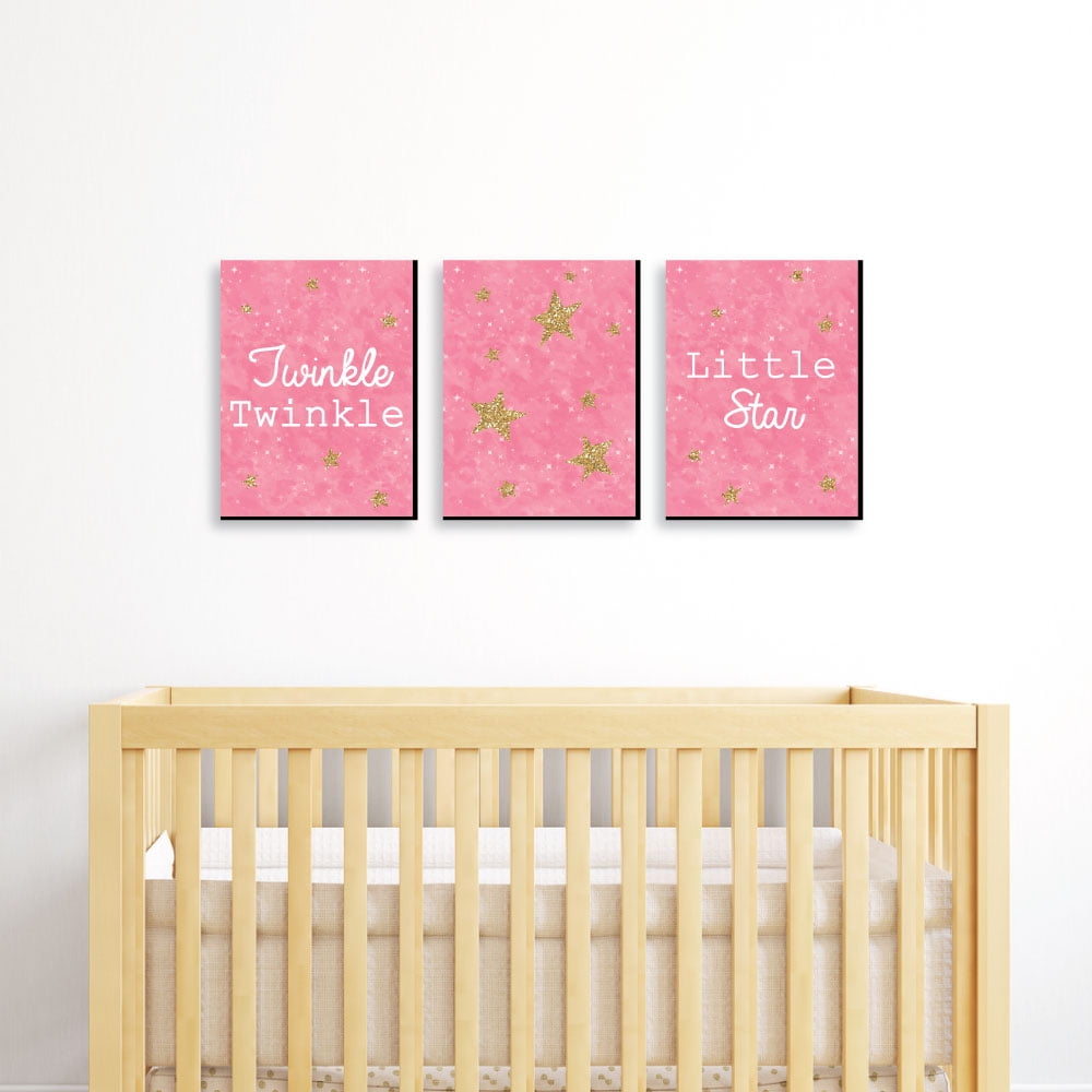 Pink Twinkle Twinkle Little Star Baby Girl Nursery Wall Art