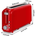 thumbnail image 4 of 2-Slice Slim Toaster, 6 Shade Settings with Cancel, Reheat & Defrost, 10" Long Slot, Auto Shut off, Removable Crumb Tray, Red, 4 of 8