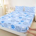 thumbnail image 4 of Homewish Cute Dog Paws Queen Sheets,Puppy Print Queen Sheet Sets,Blue,4pcs,1 Flat Sheet, 1 Fitted Sheet and 2 Pillowcases, 4 of 6