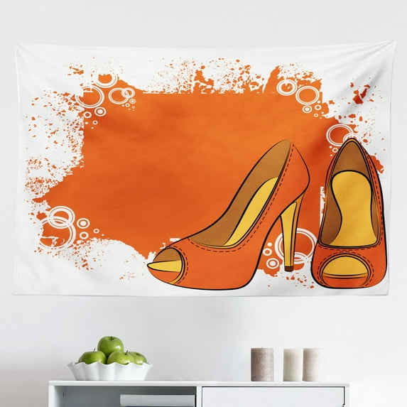 High Heels Tapestry, Extremely Colorful High Heel Stiletto Shoes Sassy Retro Pop Art Illustration, Fabric Wall Hanging Decor for Bedroom Living Room Dorm, 2 Sizes, Multicolor, by Ambesonne