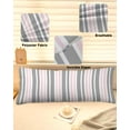 thumbnail image 2 of Pink Grey Stripes Body Pillow Cover 20 x 60 Inch Decorative Pillow Cover Simple Striped Lines Minimalist Modern Lumbar Pillowcase Seasonal Rectangle Cushion Case for Couch Sofa Bed Living Room, 2 of 7